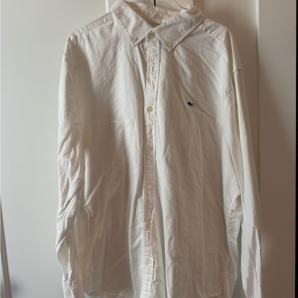 Vineyard Vines White Button-Down Shirt with Small Logo